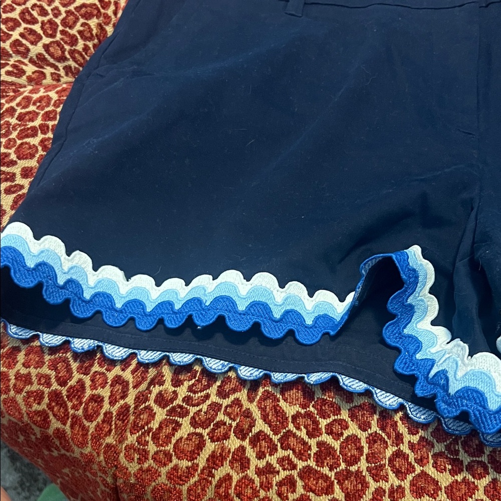 crown & ivy Navy High-Waist Shorts with Blue Scallop Trim - Picture 4 of 4